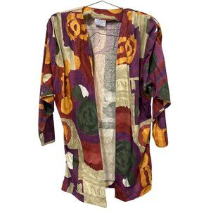 Vintage 90s HMJ Open Front Kimono Size Small Abstract Print Retro Deadstock NEW